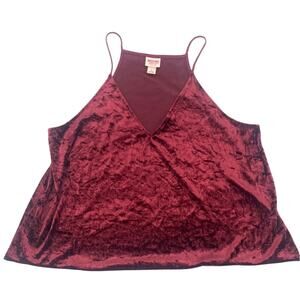 Mossimo Women's Velvet Cami Womens Top Sz L Y2K Festival Wine Red Crushed Indie